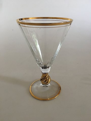 Holmegaard Ida Red Wine Glass with Gold Band on Stem, Rank and Foot
