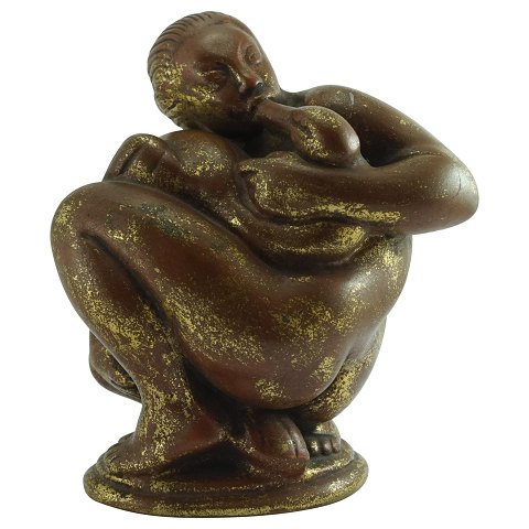 Kähler, Kai Nielsen; A terracotta figurine, Leda and the swan