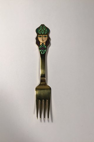 A. Michelsen Christmas Fork 1982 Gilded Sterling Silver with enamel