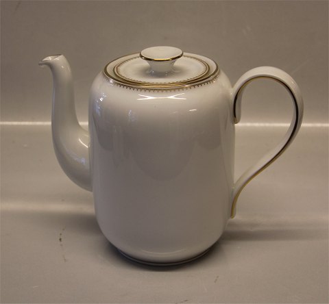 091 A Kaffekande 18,5 cm	 B&G Menuet: Hvidt porcelæn, takket guldkant, hvid, 
form 601 Bing & Grøndahl 
