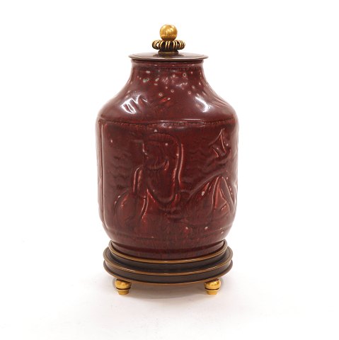 Jais Nielsen, 1885-1961, for Royal Copenhagen: A 
lidded jar, Signed. #2370. H: 20cm