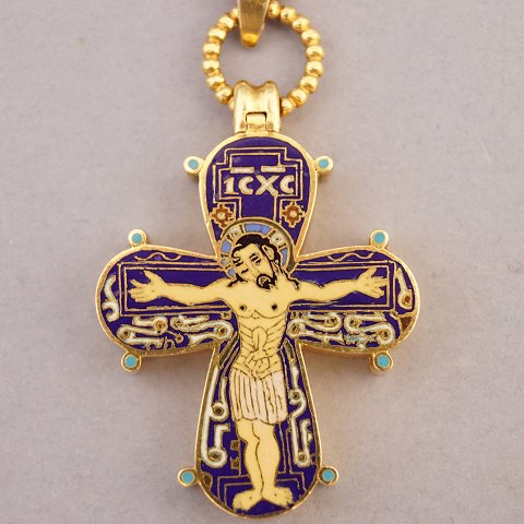 Crucifix Marks of 14k gold with enamel and as a medallion