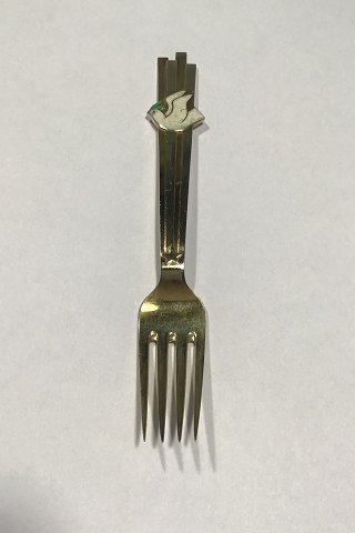 A. Michelsen Christmas Fork 1943 Gilded Sterling Silver with Enamel