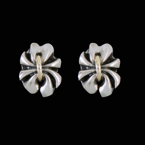 Georg Jensen Gilt Sterling Silver Marguerite Earrings (Clips)