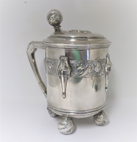 Møinichen. Large lid mug with coin in lid. Height 28 cm. Weight 1324 grams. 
Produced in 1905.