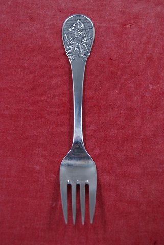 Danish children's cutlery of solid silver. Child's fork with Scout 14cm
