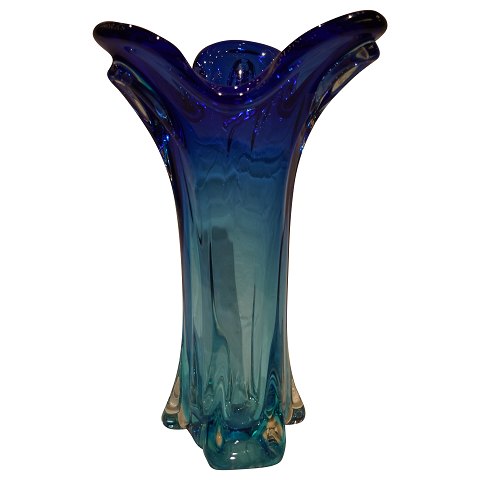 A French vase in blue glass, around 1950
