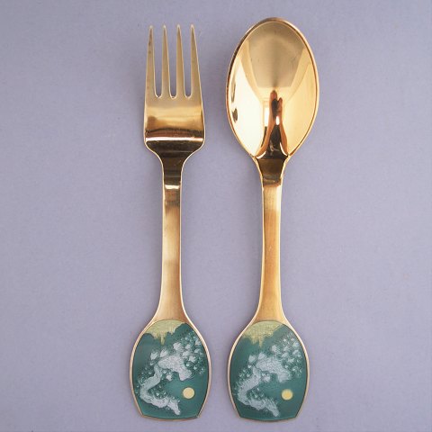 A. Michelsen; Christmas spoon and fork 1983, design Lars Bo