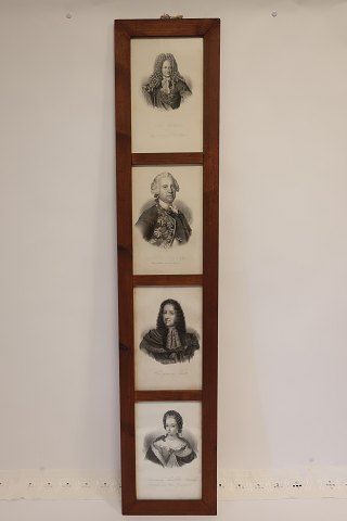 Frame with 4 prints of:
- Frederik d. V
- Louise, Frederik d. V