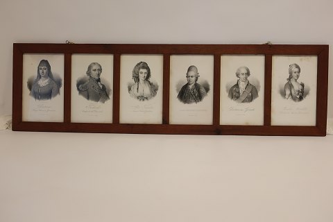 Frame with 6 prints of:
- Christina, Kong Johannes