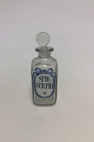 Holmegaard  Pharmacy Jar with  the text "SPIR SERPILL" from 1990