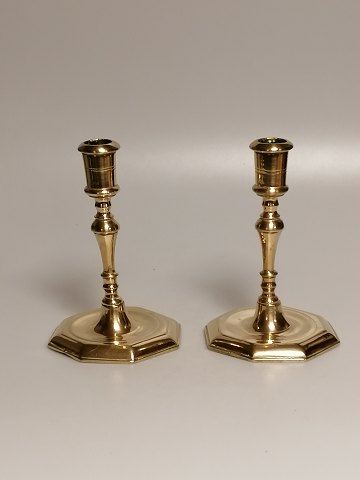 A pair of baroque brass candlesticks 18th century.