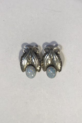 Georg Jensen Sterling Silver Ear Clips No 108 Opal