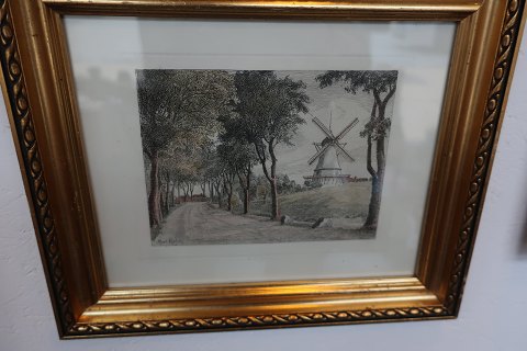Dybbøl Mølle
Coloured etching, framed
By Axel Holm (1861-1935)
Signed
About 1920