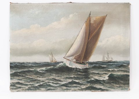 Marine maleri på lærred signeret Ernlund fra omkring 1920erne.
5000m2 udstilling.