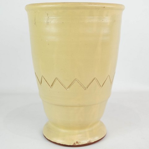 Keramik Vase - Lys Glasur - Enkelt Mønster - Dansk Keramik - 1960erne
Flot stand
