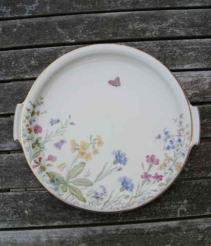 Danmarks Flora with gold porcelain, large, round dish with handles 28.5cm