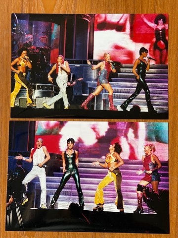 Two original vintage press photographs of The Spice Girls during a 1998 concert 
at Madison Square Garden, New York