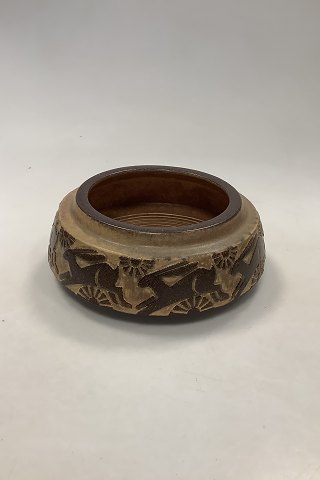 Michael Andersen Stoneware Bowl with Hares by Marianne Starck