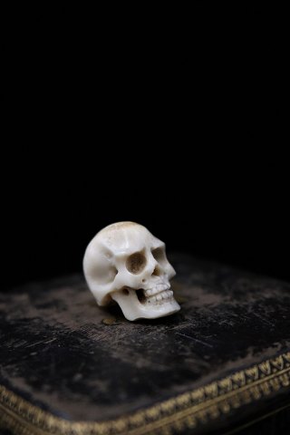 Old mini skull carved in bone. 
Height:2cm.