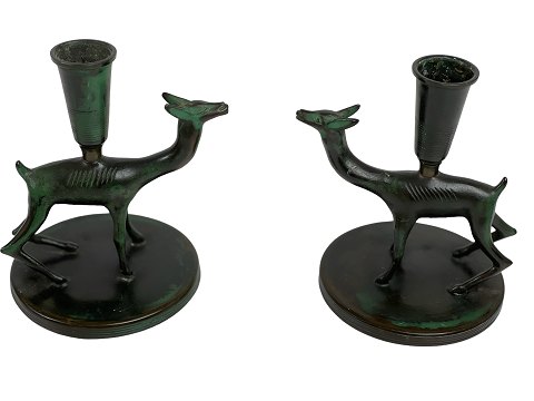 Pair of Swedish Art Deco bronze candlesticks by Nils Fougstedt for FAK - 
Fabriksaktieboilaget Kronsilver AB