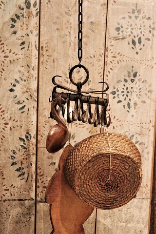 Antique 19th century "hook" in wrought iron with a fine patina. Decorative in 
the rustic kitchen...