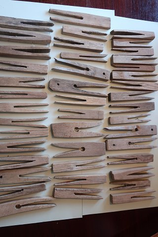 Old Danish handcarved clothes-pegs made of wood