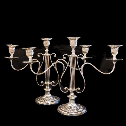 Pair of English candelabras, silverplated, 1800