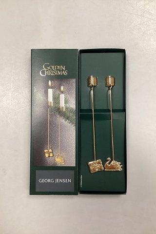 Georg Jensen Golden Christmas Candleholder - Swan and Gift 2000