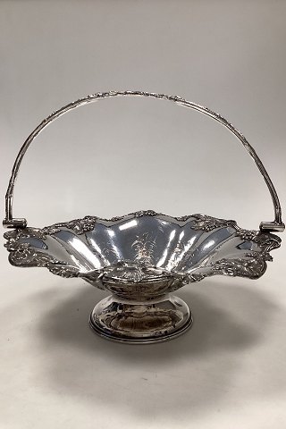 European Silver Plate Basket with handle Flower motif