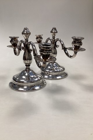 Pair of Danish Silver Plate 3 Armed Candelabra from Gefion