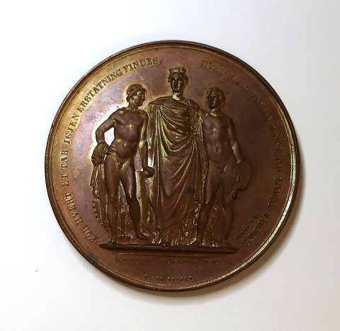 Danmark. Bronze medalje. Den nordiske industri og kunstudstilling i Kjøbenhavn 
1872. Diameter 55 mm. Æske medfølger.
