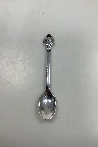 Evald Nielsen / Aage Weimar Silver Coffee Spoon No 3 with rød stone