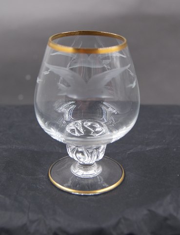 Mövegläser mit Goldrand aus Dänemark. Cognac Gläser 8,5cm