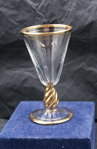 Ida glas med guldkant fra Holmegaard. Snaps H 8cm - Ø 4cm