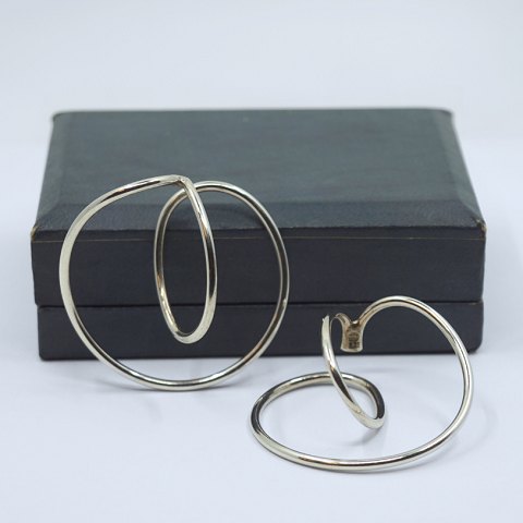 Georg Jensen, Allan Scharff; A pair of ear rings in sterling silver