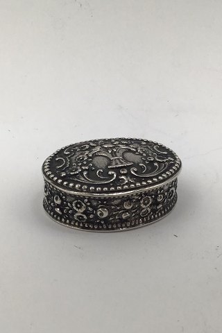 Norwegian? Silver Oval Pill Box Floral Motif