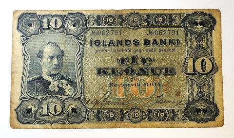 Island. Christian lX. 10-Kronen-Banknote 1904