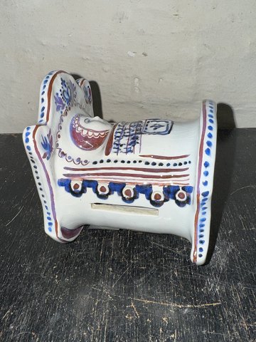 Faiance digure: Cradle With Child as Money box From Aluminia / Royal Copenhagen