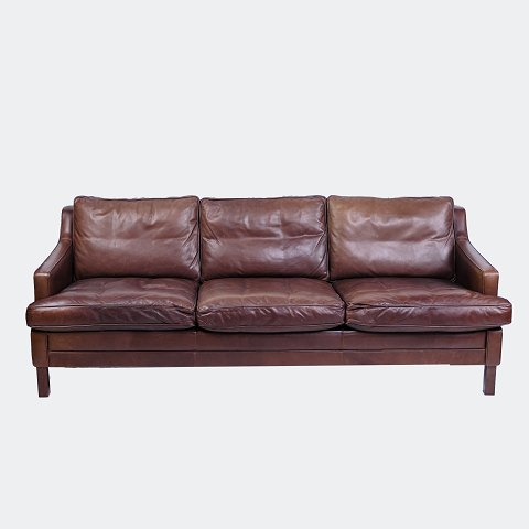 Leather sofa - Brown leather - 3 seater - Danish design - 1970sGreat condition