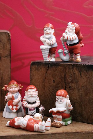 Royal Copenhagen, small cute Pixie elves in porcelain. Click on the picture for 
each individual elves...