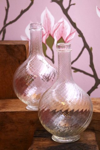 Antique Swedish wine / water carafe in mouth-blown twisted glass...
