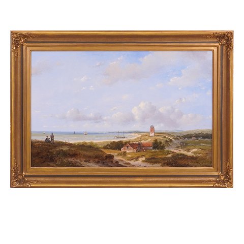 Holländische Landschaftspartie von Andreas 
Schelfout, 1787-1870, Öl auf Holz. Signert A. 
Schelfout. Lichtmasse:  44x68cm. Mit Rahmen: 
59x83cm