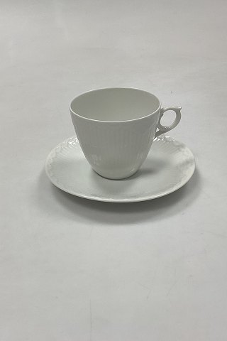 Royal Copenhagen White Half Laced Mocca Cup with Saucer