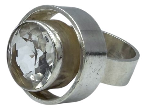 N.E. From sterling silverLarge ring with crystal - Size 50