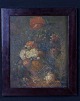 Olie på træ :1800-tallet, blomsteropstilling. Ubekendt kunstner.