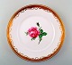 6 Royal Copenhagen large plates, hand painted with a pink rose.