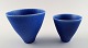 Stig Lindberg (1916-1982), Gustavberg, two pottery vases in blue glaze.