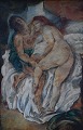Ludvig Jacobsen b. Odense 1890, d. Copenhagen 1957:
Erotic scene. Large painting.