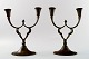Just Andersen. Pair of two-armed candelabras of patinated bronze.
Stamped Just. Denmark 30s.